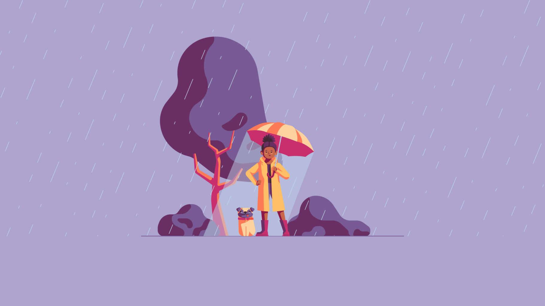 Illustration system rainy day scene