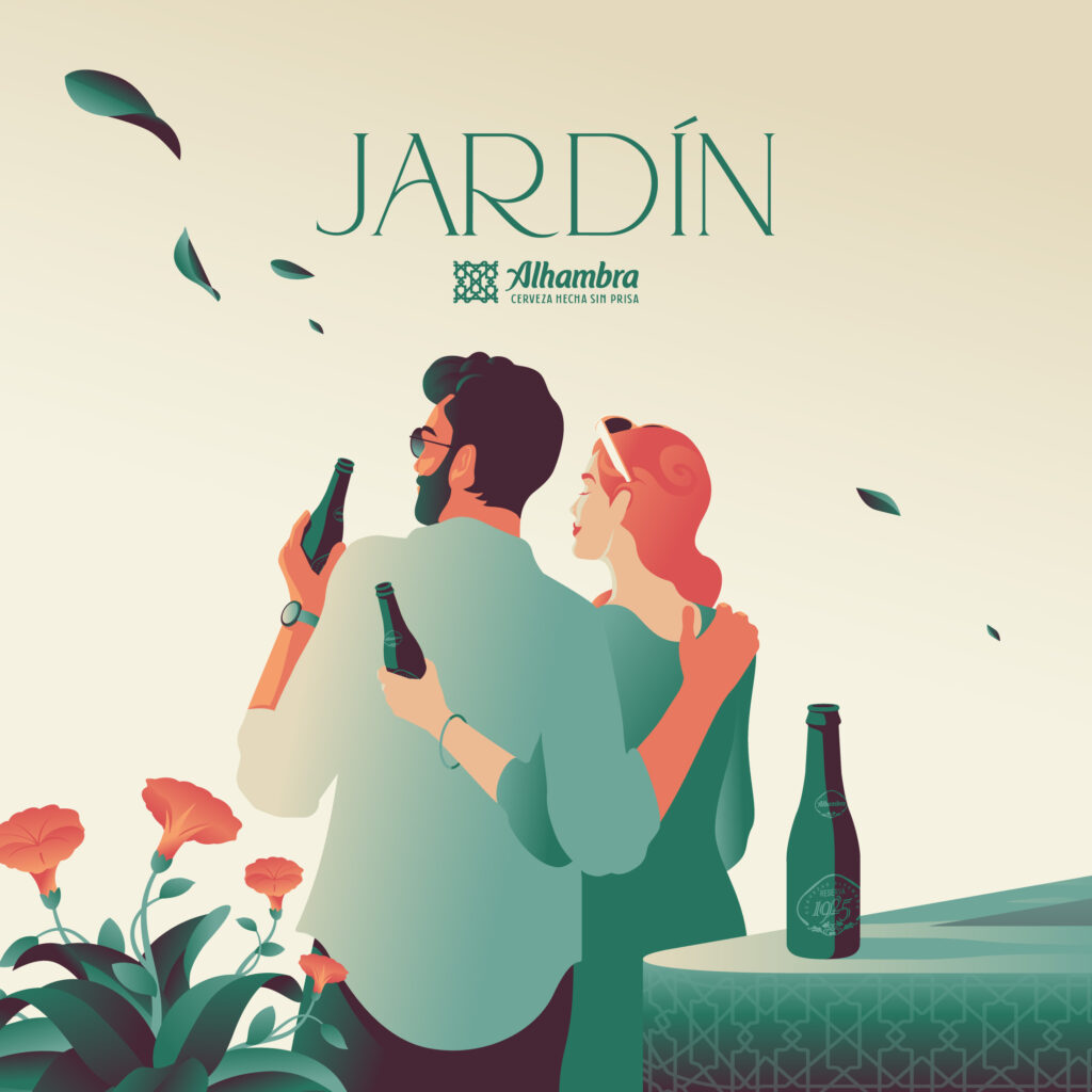 Jardín Alhambra Ilustración Pareja